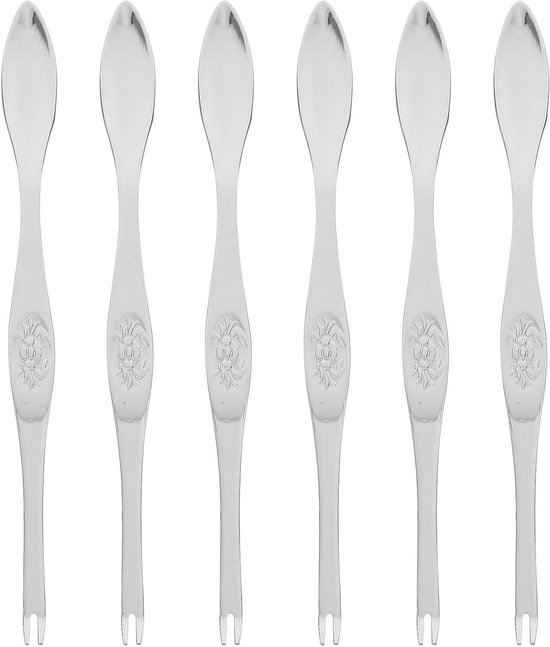 6 Teiliges Set Aus Edelstahl Fischgabeln Und Spießen Perfektes Fischbesteck Für Zuhause Oder Die Gastronomie (silber)