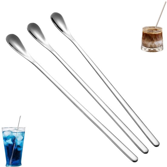 3 Teilig Kaffeelöffel Aus Edelstahl 304 Langstieliger Kaffeelöffel Silber 15 Cm Barlöffel Langstieliger Rührlöffel Aus Edelstahl Für Kaffee, Tee,