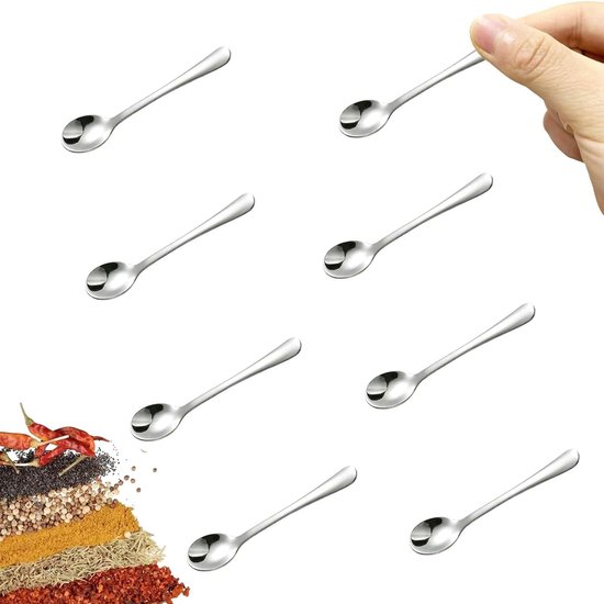 Dailygoods Gewürzlöffel, 8 Stück Kleine Edelstahllöffel Mini Größe Löffel Für Gewürze/salz/zucker 7,4 X 1,5 Cm