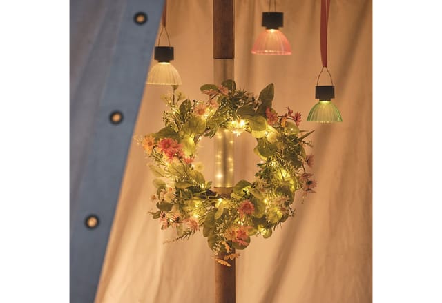 Beleuchteter 40cm LED‑Frühlingskranz mit Gänseblümchen & Timer