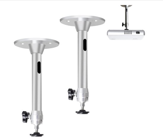 Set Mit 2 Silbernen Aluminium-projektor-deckenhalterungen Länge 175 Mm Universell Mit M4 Und M6-schraubadaptern 360 Drehbar Und 90 Neigbar 5 Kg