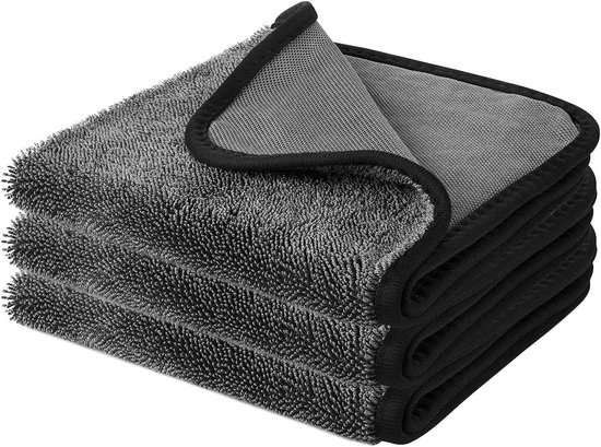Saugfähiges Handtuch 3 Stück Autotrockentücher 40 × 40 Cm Mikrofaser Verdickt Autowaschtücher Zum Abtrocknen Von Dusche Und Bad 16 × 16 Zoll Grau