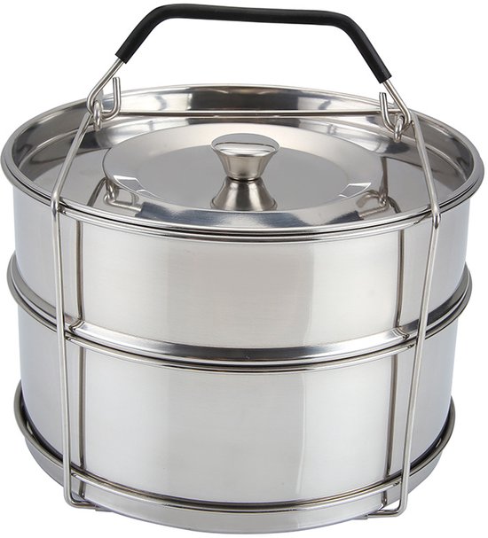 Stapelbarer Dampfeinsatz Edelstahl Für Schnellkochtöpfe 6/8 Liter Silber
