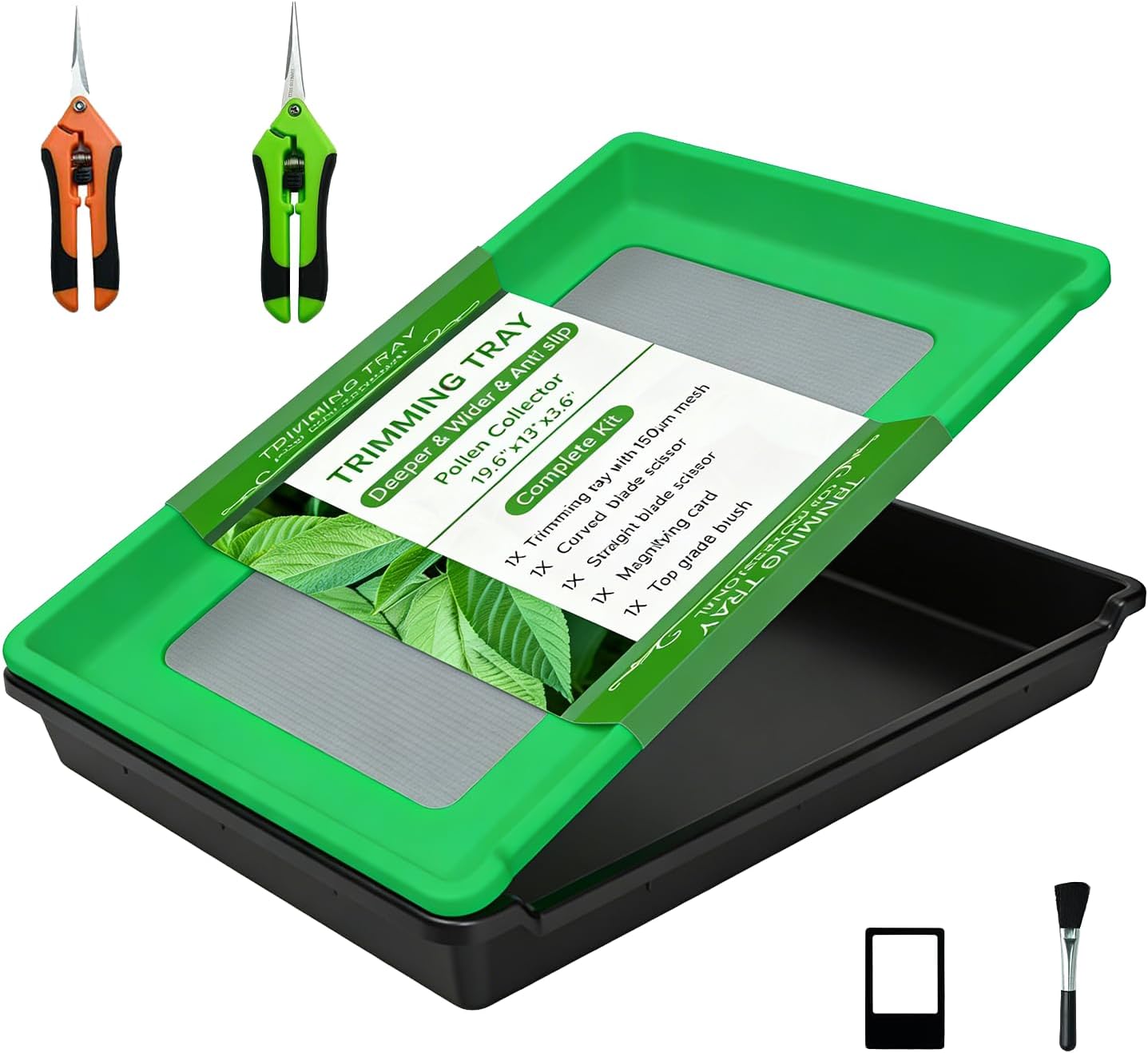 Trimming Bowl With Strainer, Professional Trimming Tray With 150 Micron Stainless Steel Fine Mesh Strainer, 2 Trimming Scissors, 1 Brush And 1 Magnification Card, Trimming Bowl Set For Pollen