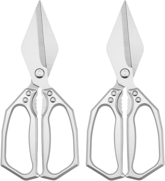 Küchenschere – Geflügelschere – Lebensmittelschneiden – Rutschfester Griff – 2-teilig – Silber