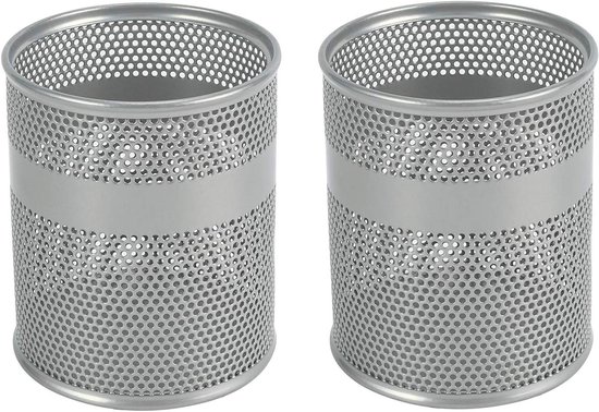 Schreibtisch Organizer Aus Netzgewebe, Stiftehalter Für Make Up Pinsel Und Schreibwaren 2er Pack Silber