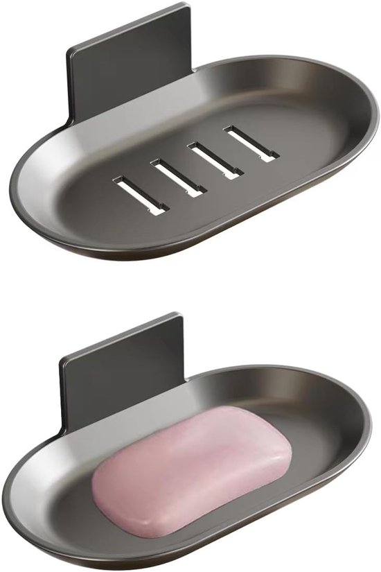 Seifenschale - 2-teiliger Wandseifenhalter Für Dusche, Ohne Bohren, Geeignet Für Bad Und Küche (grau)