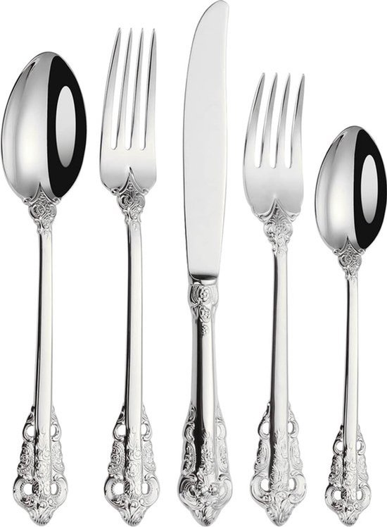Elegantes Besteckset Für 4 Personen, 20-teilig, Aus Poliertem 18/10-edelstahl, Glänzend, Feines Silberbesteck Und Spülmaschinenfest