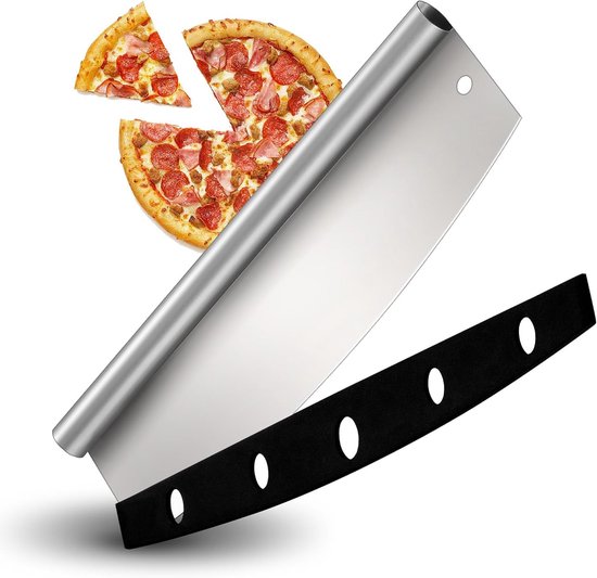 Pizzaschneider Pizzamesser Aus Edelstahl Große Klinge Schutzkappe Komfortabler Griff Schnelles Schneiden Praktisch Für Den Hausgebrauch Silber