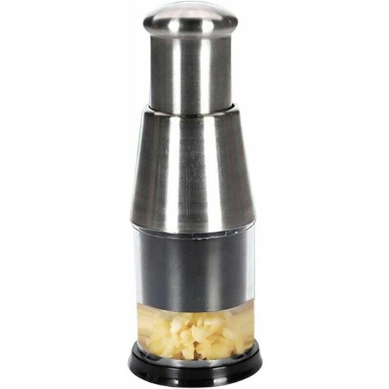 Knoblauchpresse Aus Edelstahl Manueller Gemüseschneider Küchenhelfer Für Knoblauch, Zwiebeln Und Paprika Küchenmaschine Haushalt Silber Kompakt 1