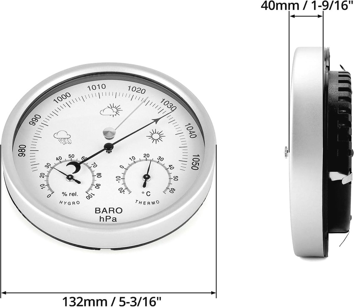 Store9 – Analoges Barometer, Thermometer Und Hygrometer – 3-in-1-wetterstation – Edelstahl – Für Drinnen Und Draußen – Wettervorhersage – Zuverlässig Und Langlebig…