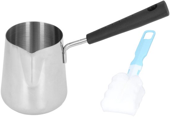 Dailygoody Mini-butterwärmer Milchschmelztopf Hitzebeständiger Griff Silber Türkische Kaffeekanne Langlebig Und Benutzerfreundlich Geeignet Für