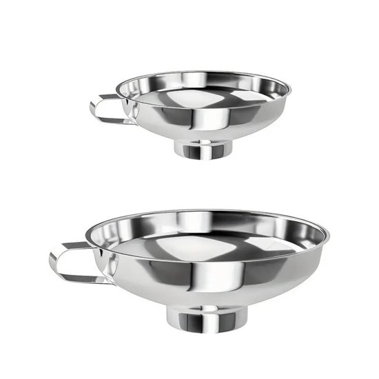 Dailygoody Küchentrichter Aus Edelstahl Breiter Trichter Mit Griff Für Marmelade Und Flüssigkeiten Silber 2 Größen Zum Kochen..