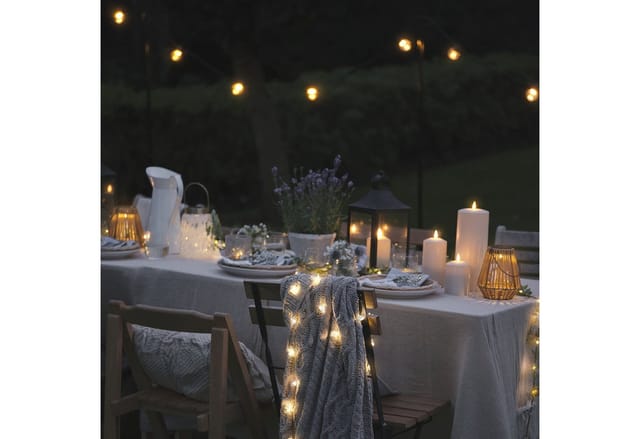 Blaue & weiße Mikro-LED-Blumenlichterkette Warmweiß mit Timer