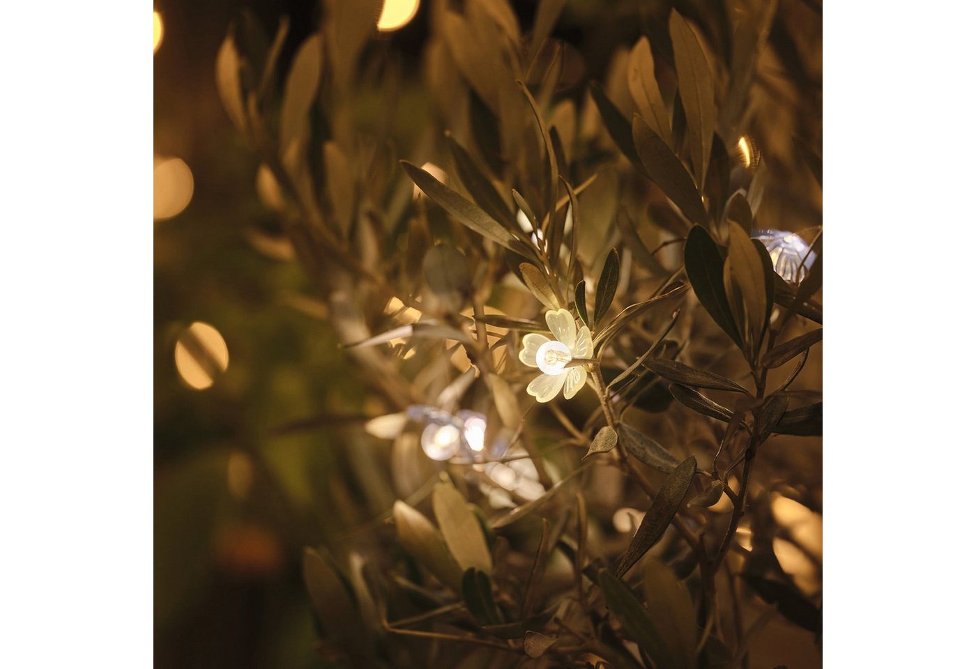 Blaue & weiße Mikro-LED-Blumenlichterkette Warmweiß mit Timer Bild 4