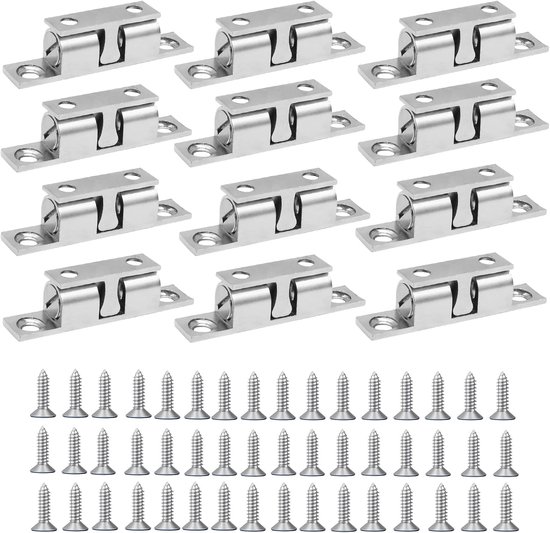 12-teiliges Kugelgelenk-set Möbel 50-mm-doppelkugelgelenk Türspanner Aus Edelstahl Für Schränke Badezimmer Kleiderschränke Und Schubladen Silber