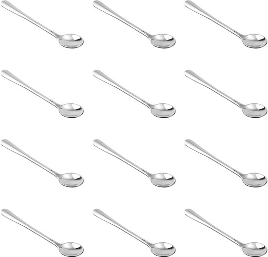 Mttproducts Mini Edelstahllöffel 12 Stück Praktisch Für Gewürze 7,5 X 1,5 Cm Für Salz Und Zucker Für Die Küche Silber