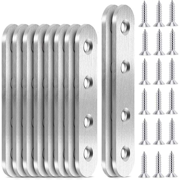 10 Montageplatten Aus Edelstahl Mit Abmessungen Von 96x16 Mm Bzw. 76x16 Mm.