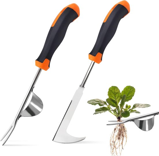 Unkrautentfernungsset – Gartenunkrautstecher – Unkrautbekämpfung – Edelstahl – 35 Cm Länge – Silberfarben