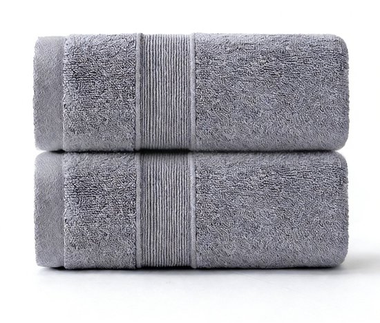 Zweiteiliges Badetuchset – Baumwolle – Superweich – Hoch Saugfähig – Größe: 70 X 130 Cm – Grau