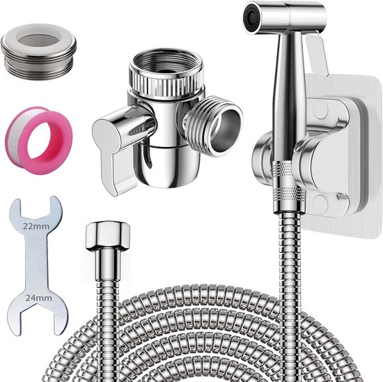Handbrause Set Wc Sprühkopf Hygienische Reinigung 3 Wege Wasserhahnadapter 2 Meter Schlauch Silber