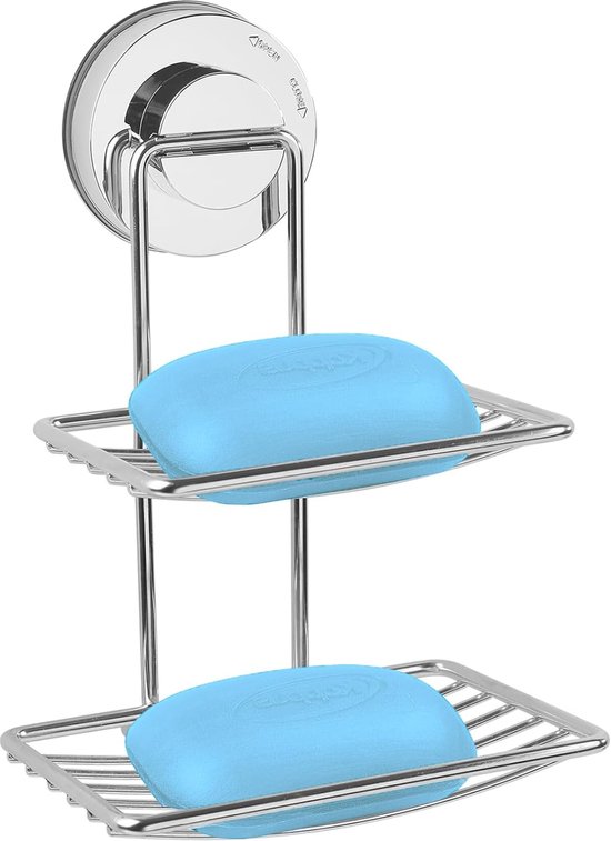 Seifenschale Mit Saugnapf Seifenhalter Badezimmeraccessoires 2 Ebenen Wandmontage Silber Selbstentleerend Leicht Zu Reinigen Dusche Badezimmer Kü