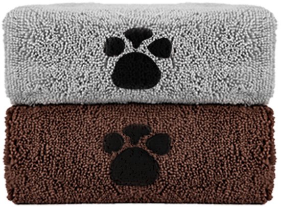 Hundehandtuch 2 Teilig Haustierhandtuch Mikrofaserhandtuch Badetücher Hundedecke Trockentuch Für Tiere Für Hunde 100 X 50 Cm Grau, Braun