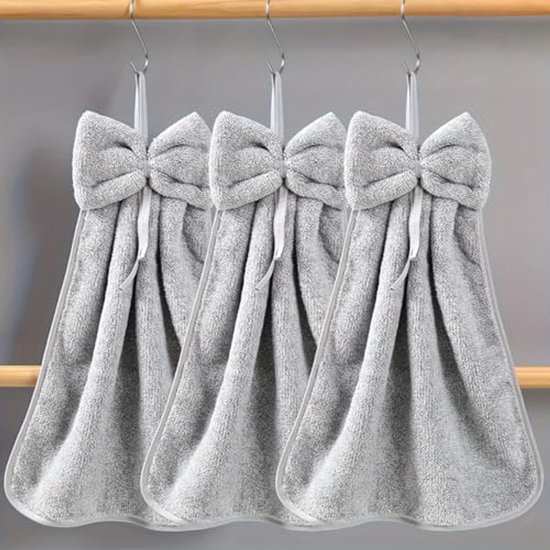 Set Aus 3 Korallenfarbenen Velours Mikrofaser Hängehandtüchern, Super Saugfähig, Weich Und Niedlich, Für Küche Und Badezimmer.