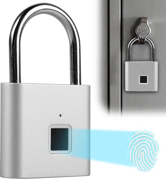 Fingerabdruck-vorhängeschloss – Wetterfest, Usb-aufladbar, Silberfarben, Für Fitnessstudios