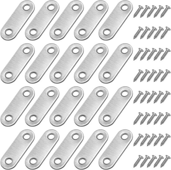 Equerre De Fixation Plats Droits Support Und Droit Plat Metalliques Equerres Avec Vis Pour Bois Meubles Plakat Repair Support 4616mm Silber 20 Stück
