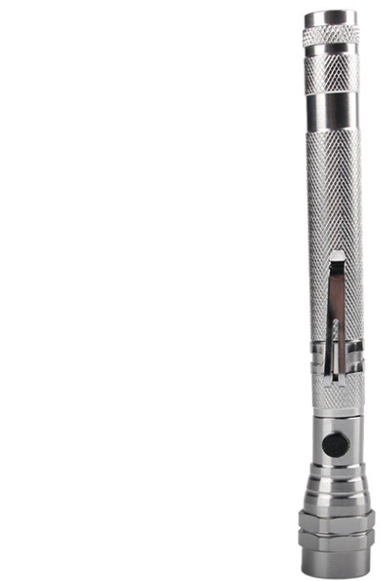 Tragbare Led-taschenlampe Mit Teleskopierbarem Elastischem Und Einziehbarem Arm Sowie Magnetischem Blitzkopf Batterie Im Lieferumfang Enthalten Silber