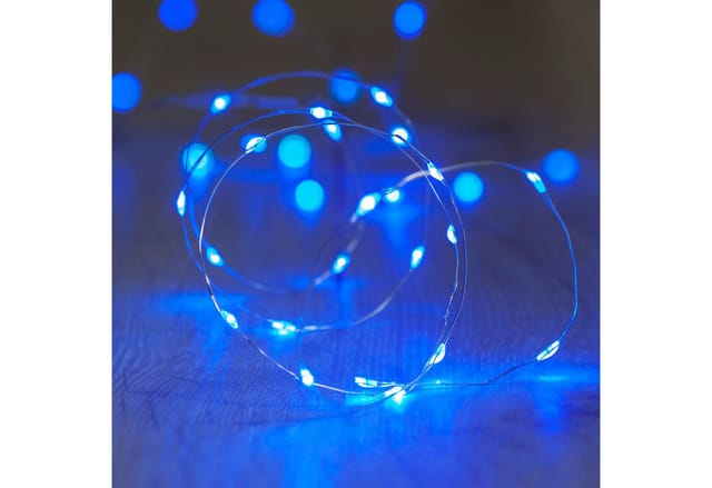 20er LED Micro Lichterkette blau batteriebetrieben