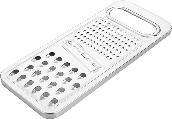 Multifunktionale, Einteilige Flachreibe Aus Edelstahl Mit Geätzter Reibeklinge Zum Schälen Von Obst, Gemüse Und Karotten, Silber 2