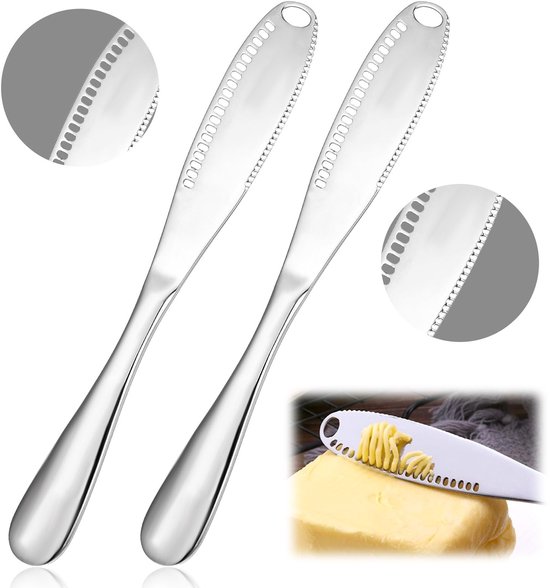 Buttermesser 3 In 1 Buttermesser Aus Edelstahl Mit Löchern, Kaltbutterstreicher, Lockenstab Und Mikroreibe Für Käse Und Erdnüsse (silber, 8,66 X