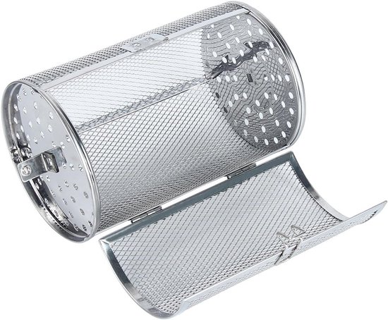 Grillkorb Aus Edelstahl Mit Drehbarer Trommel – 18 X 12 Cm – Silber