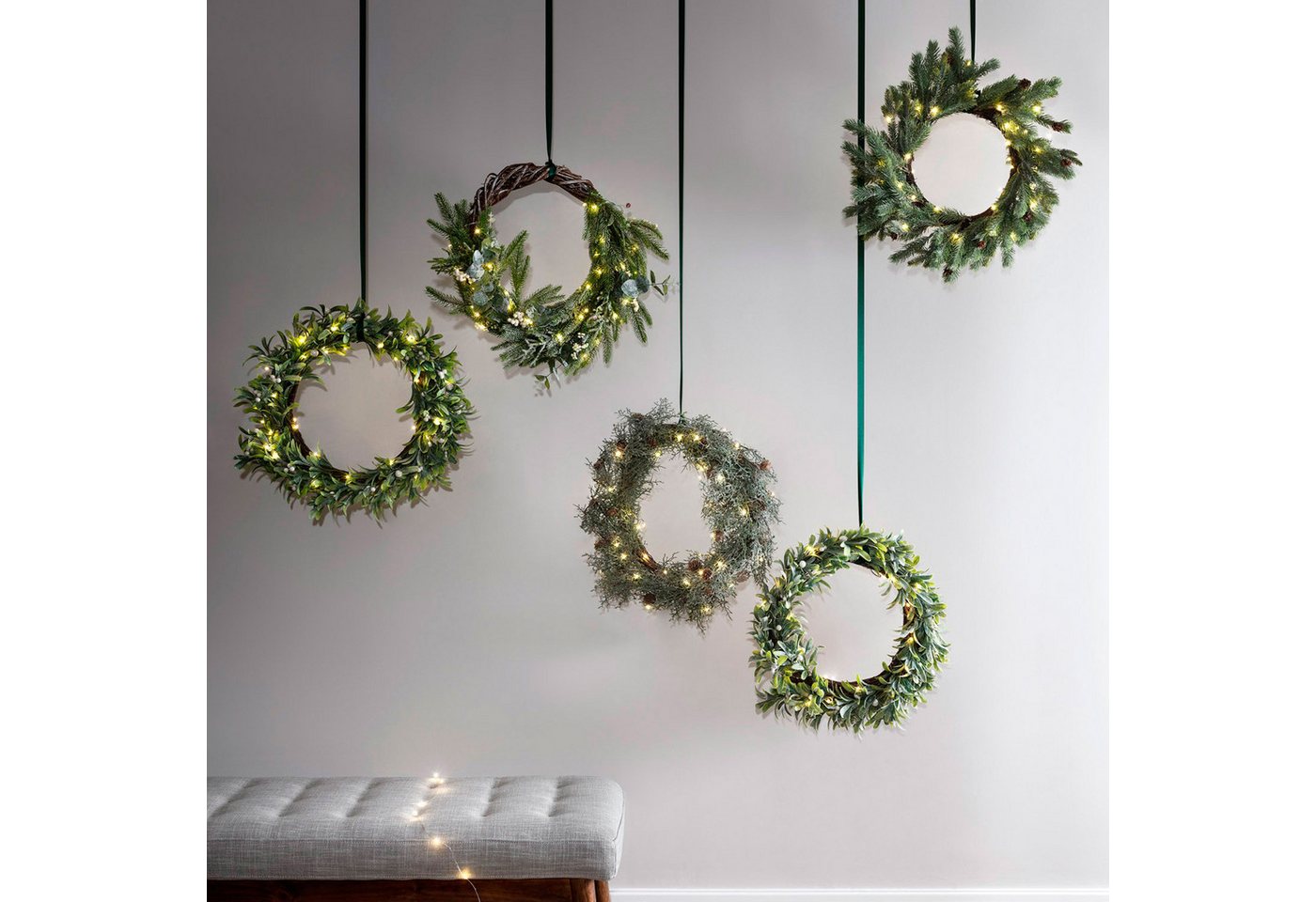50er LED Micro Lichterkette warmweiß grüner Draht