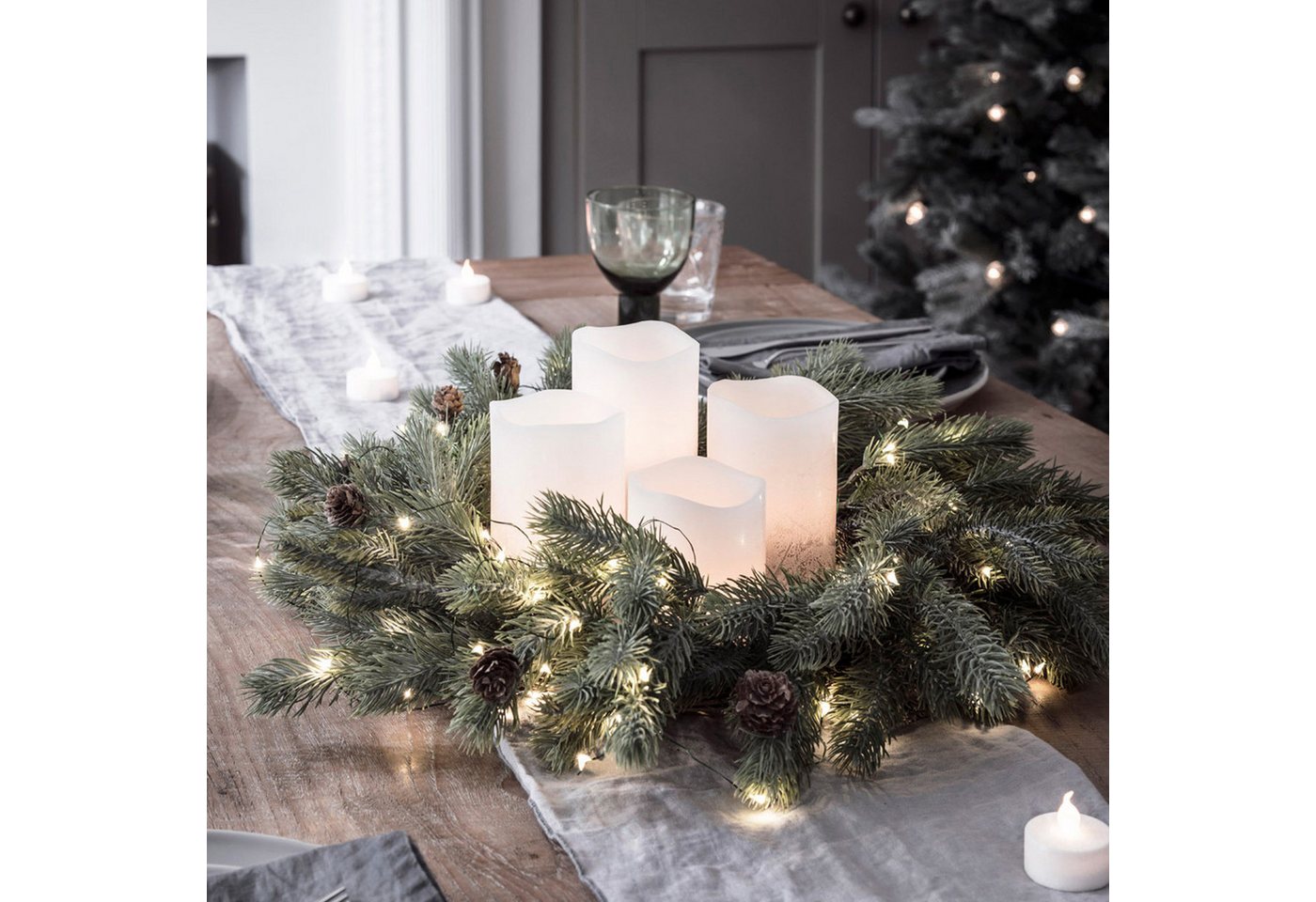 50er LED Micro Lichterkette warmweiß grüner Draht Bild 2