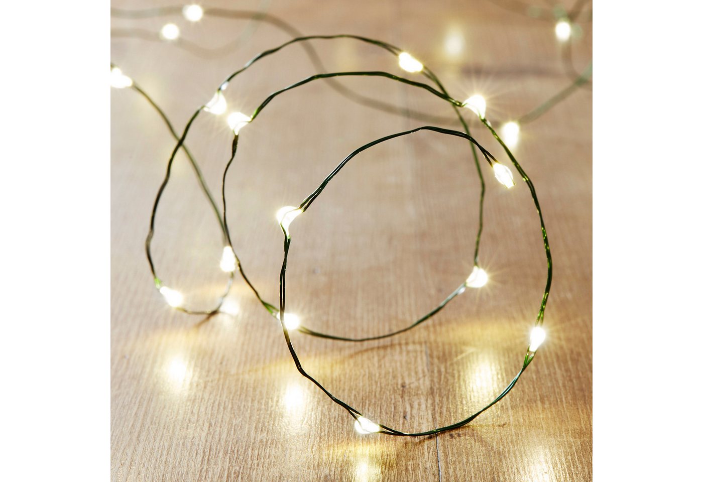 50er LED Micro Lichterkette warmweiß grüner Draht Bild 4
