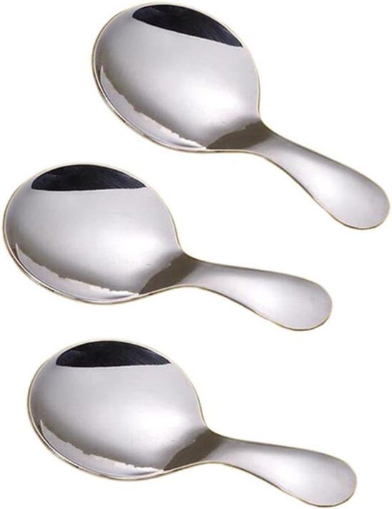 Dieses Dreiteilige Set Aus Mini Löffeln Aus Edelstahl Hat Kurze Griffe Und Eignet Sich Daher Für Verschiedene Schüsseln Und Teller. Die Silberfar