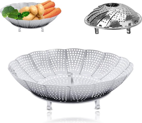 Dampfkorb Gemüsedämpfer Dämpfeinsatz Dampfkorbpfanne Verstellbar Faltbarer Dampfkorb Durchmesser 24 Cm Dampfkorb Für Gemüse Kochvorgänge Silber 1