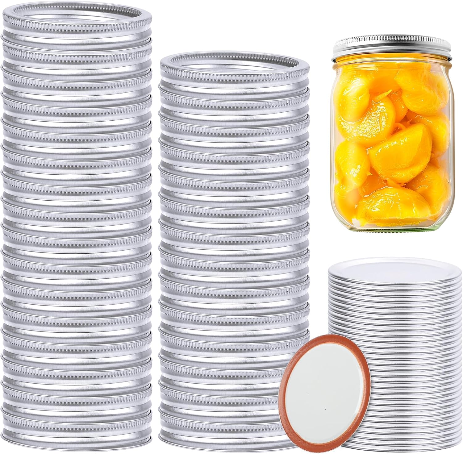 Mason Jar Set Mit 30 Wiederverwendbaren Glasdeckeln Mit Metalltrennwänden Und 86 Mm Breiter Öffnung, Ideal Für Gewürze, Müsli, Marmeladen Und Getränke.