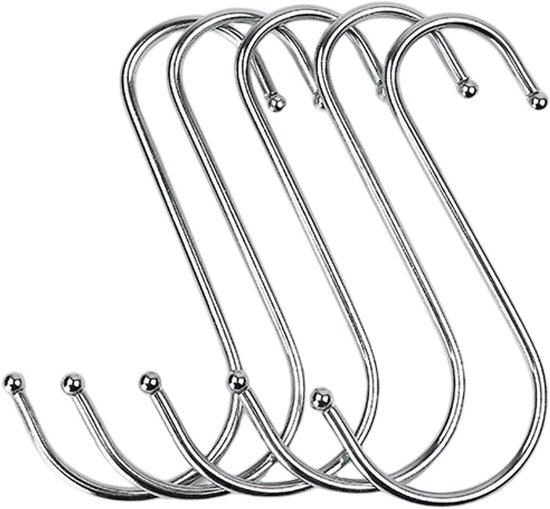 Extra Große S-haken – 30 Edelstahlhaken – 14,5 Cm – Geeignet Für Küche, Bad, Schränke Und Garten – Silber