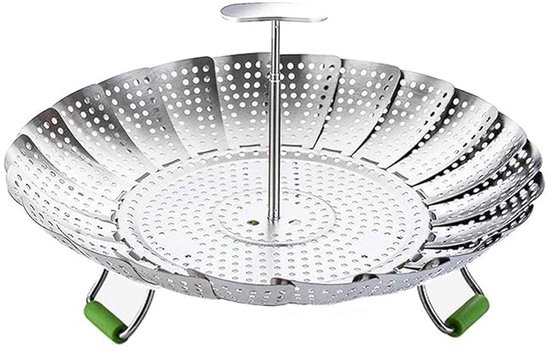 Dampfeinsatz Aus Edelstahl – Dampfgarer – Dampfgarer – Dampfkorb – Gemüsedämpfer – Verstellbar – Dampfeinsatz – Dampfkorbblume – Ø 22 Cm – Silber