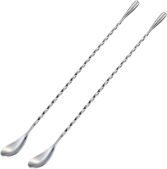Cocktailrührlöffel In Barform Edelstahl 30 Cm Langer Griff Silberfarben 2 Stück