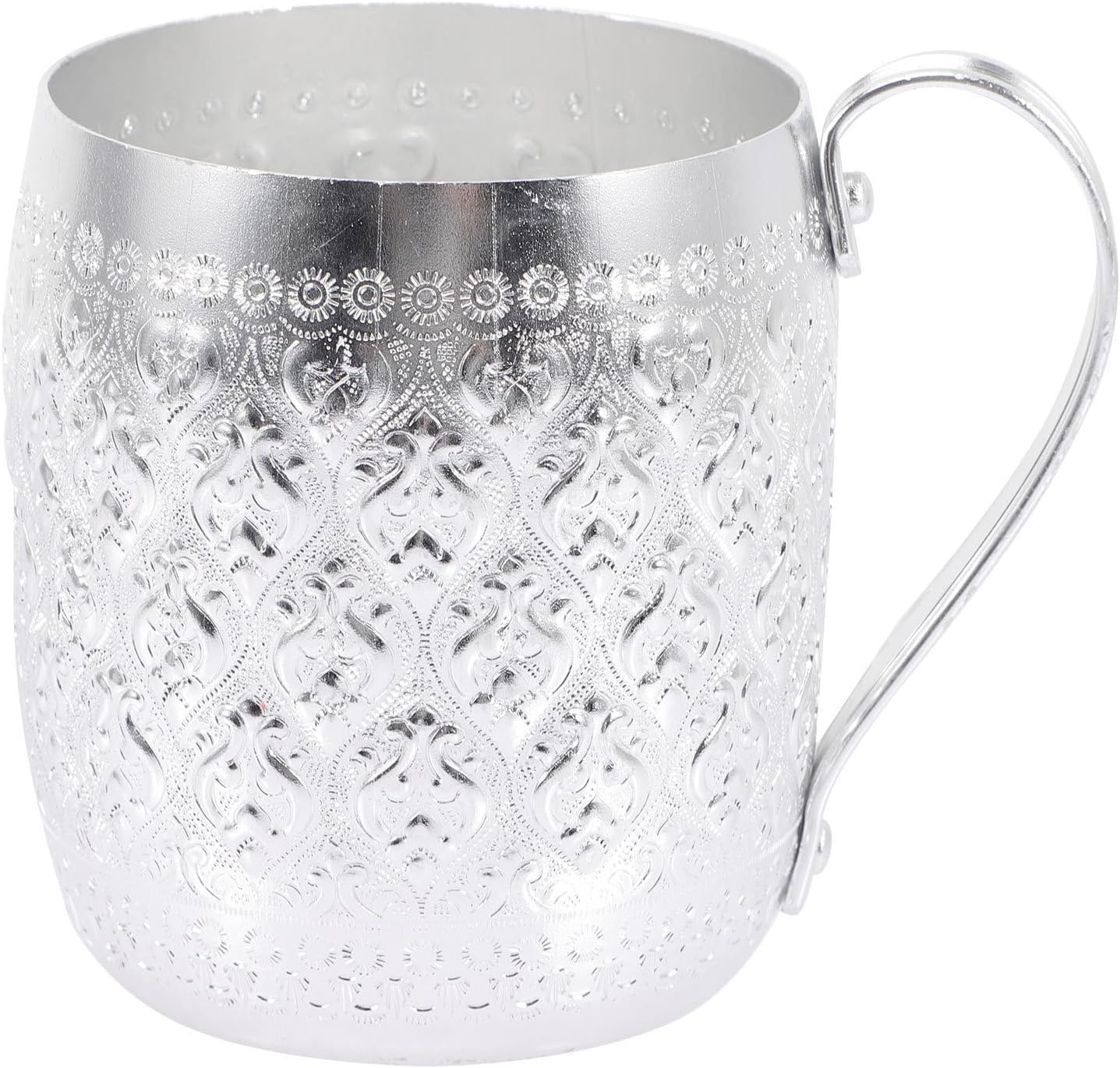 Ergonomischer Becher Aus Silberfarbener Metalllegierung, Leicht Zu Reinigen, Kreativer, Bruchsicherer Becher Für Tee Und Kaffee Zu Hause