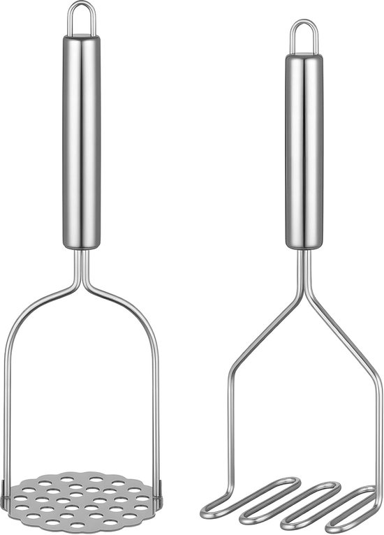 Kartoffelstampfer Fleischstampfer Aus Edelstahl Mit Ergonomischem Griff Und Robustem Design, 2 Teilig, Für Kartoffeln, Bohnen Und Avocados