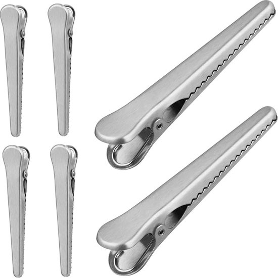 10 Stück Verschlussclips Beutelverschlussclips Lebensmittelclips Verschlussklammern Silber Für Küche Und Haushalt Edelstahl 8 Cm, 11,5 Cm