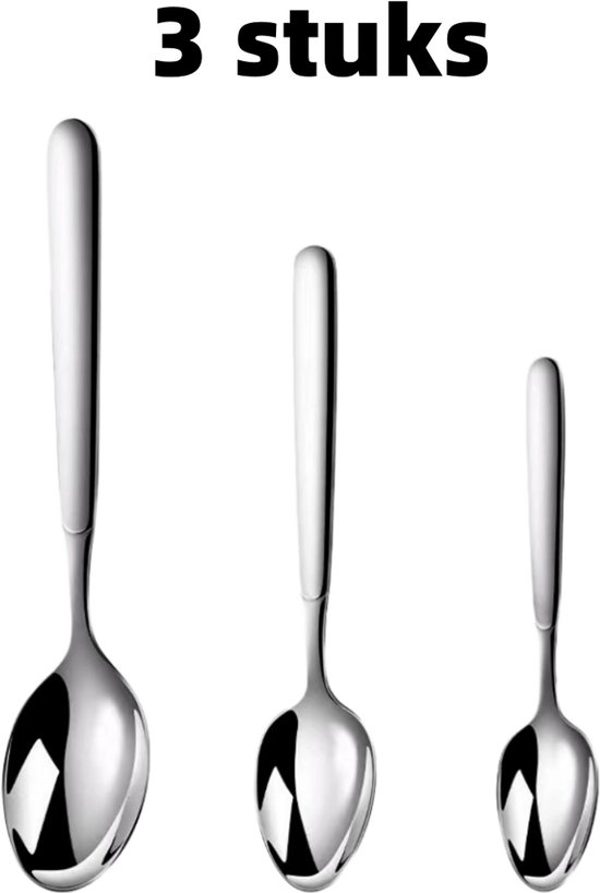 3 Teiliges Set Löffel Küchenutensilien Set Langstieliger Esslöffel Edelstahlbesteck Verdickter Servierlöffel Für Den Haushalt Silber