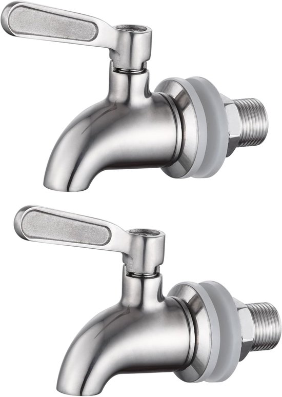 2 Stück Getränkehähne 16 Mm Edelstahl Getränkezapfhahn Ersatzhahn Silber Für Wein , Bier , Saft Und Trinkbrunnen Sowie Fässer Ersatzhahn Ersatzha