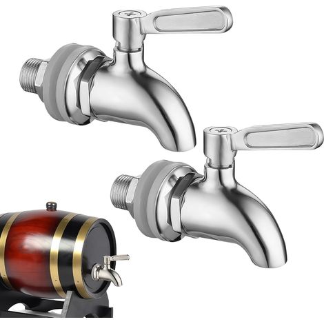 Set Mit 2 Edelstahl-zapfhähnen: 12 Mm Drehhahn 304 – Ersatzhahn Für Getränkeautomaten, Bierfässer, Wein-, Saft- Und Glasbehälter